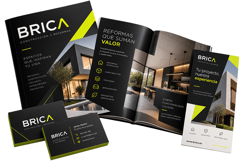Ejemplo de diseño gráfico de Créa-T: logotipo, flyer y tarjetas