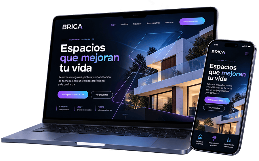 Ejemplo de web diseñada por Créa-T, vista en ordenador y en móvil